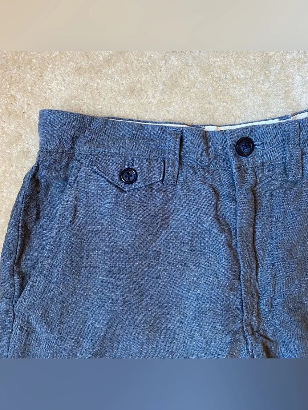 J. Crew Men's Preppy Casual Navy Blue Linen 7” Shorts Size 28” Waist